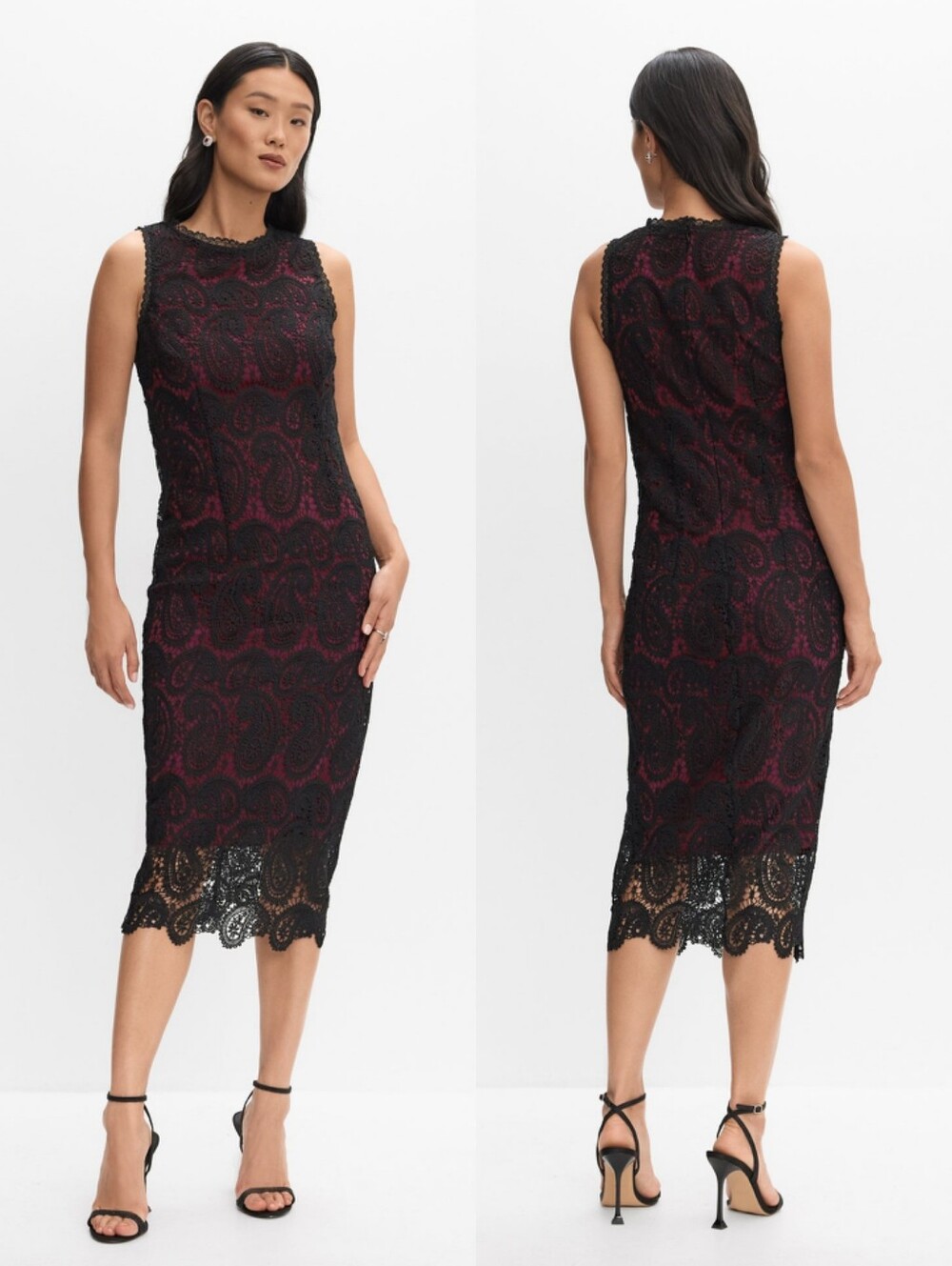 NWOT Melanie Lyne 14 Dark Romantic Whimsigoth Formal Satin & Lace Midi Dress